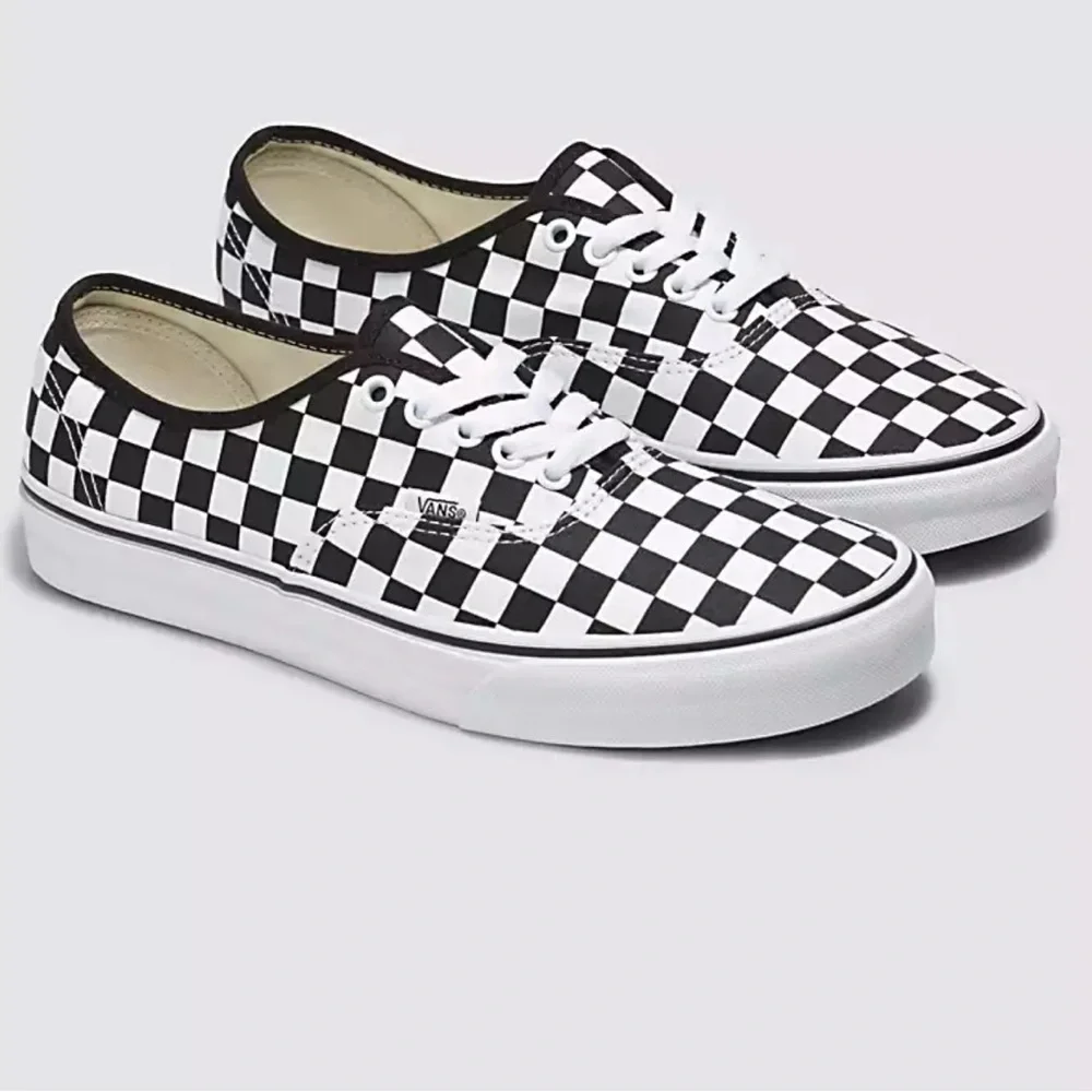 Vans original canvas lace up low-top checkered black and white sneakers - Picture 1 of 11